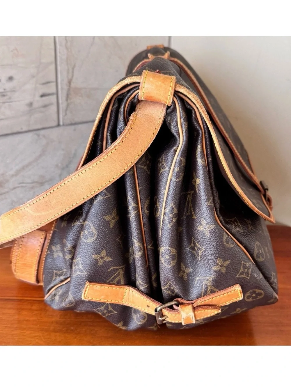 Louis Vuitton Monogram Canvas Messenger Bag in Brown and Tan